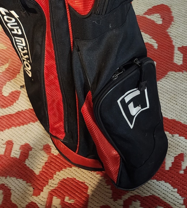 Tour Mission Golf Bag Red Black strap & carry