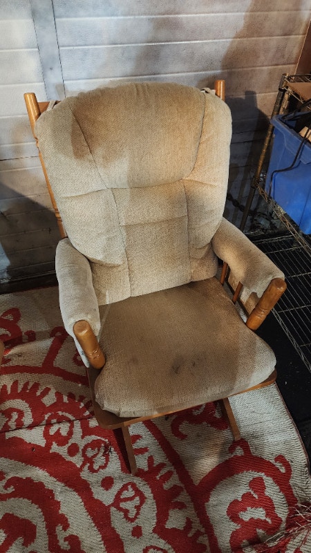 Wood Rocking Chair Padded Fabric Glider