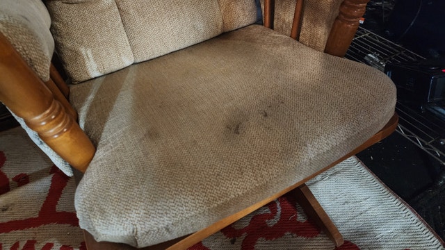 Wood Rocking Chair Padded Fabric Glider - photo 2