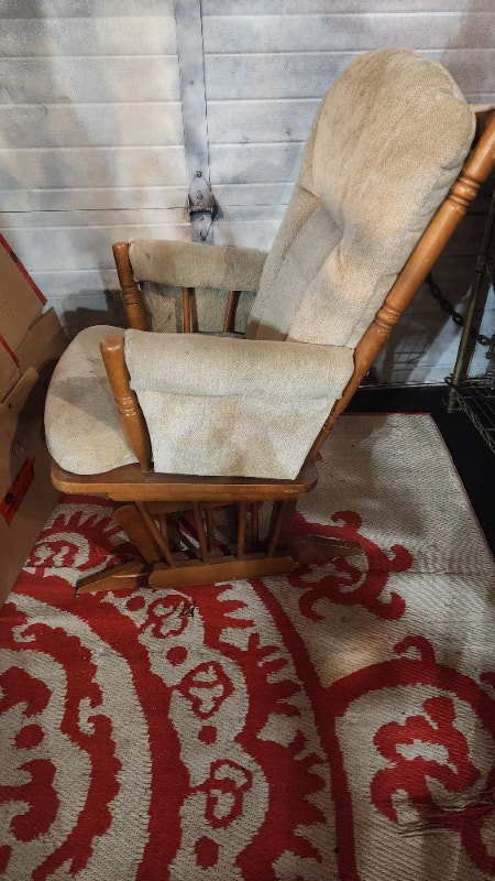 Wood Rocking Chair Padded Fabric Glider - photo 3