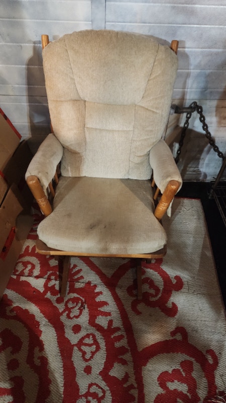 Wood Rocking Chair Padded Fabric Glider - photo 4