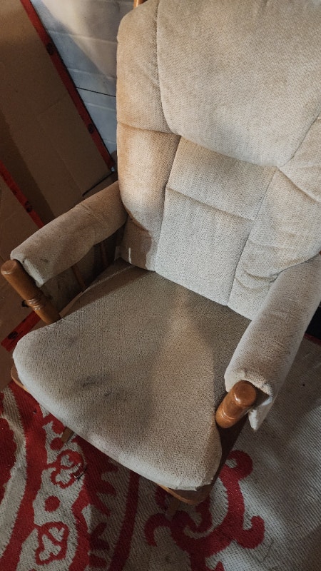 Wood Rocking Chair Padded Fabric Glider - photo 5