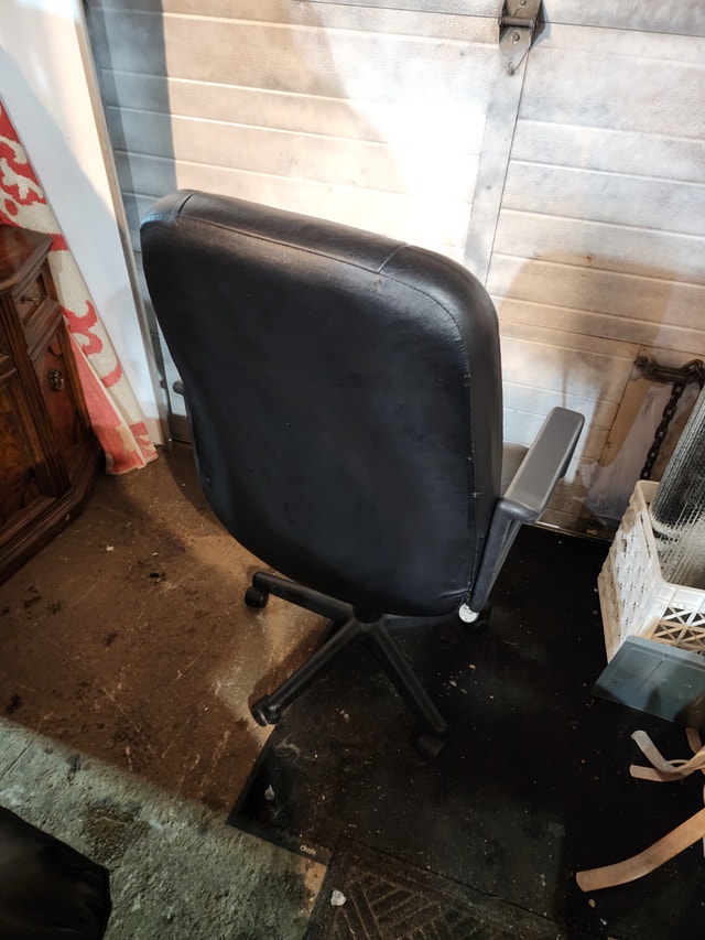 Black Leather Office Chair with Rolling Armrests - photo 3