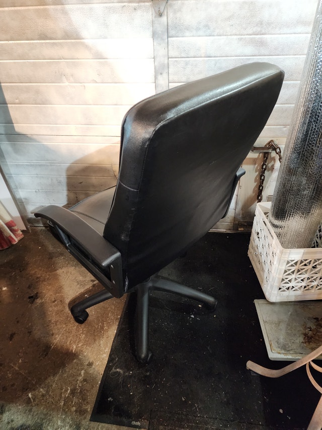 Black Leather Office Chair with Rolling Armrests - photo 3