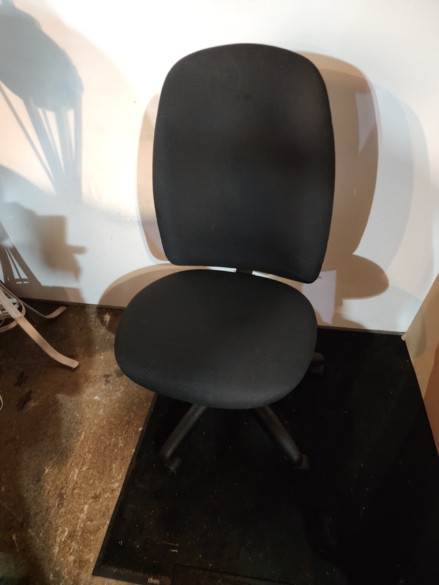 Black Cloth Office Chair - No Arm Rests, Tall Back, Rolling
