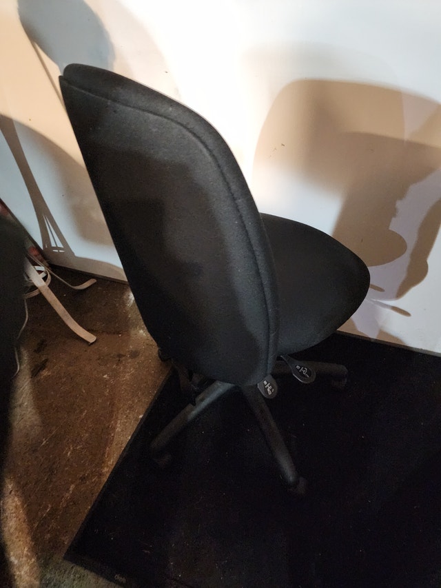 Black Cloth Office Chair - No Arm Rests, Tall Back, Rolling - photo 3