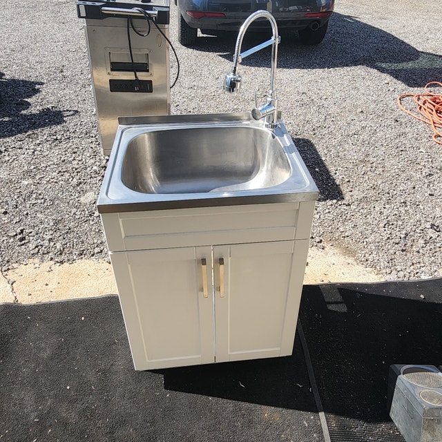 Vanity White Large Stainless Sink Flexible Tap