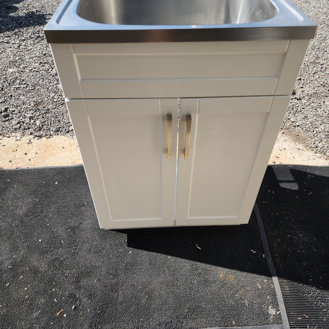 Vanity White Large Stainless Sink Flexible Tap - photo 4