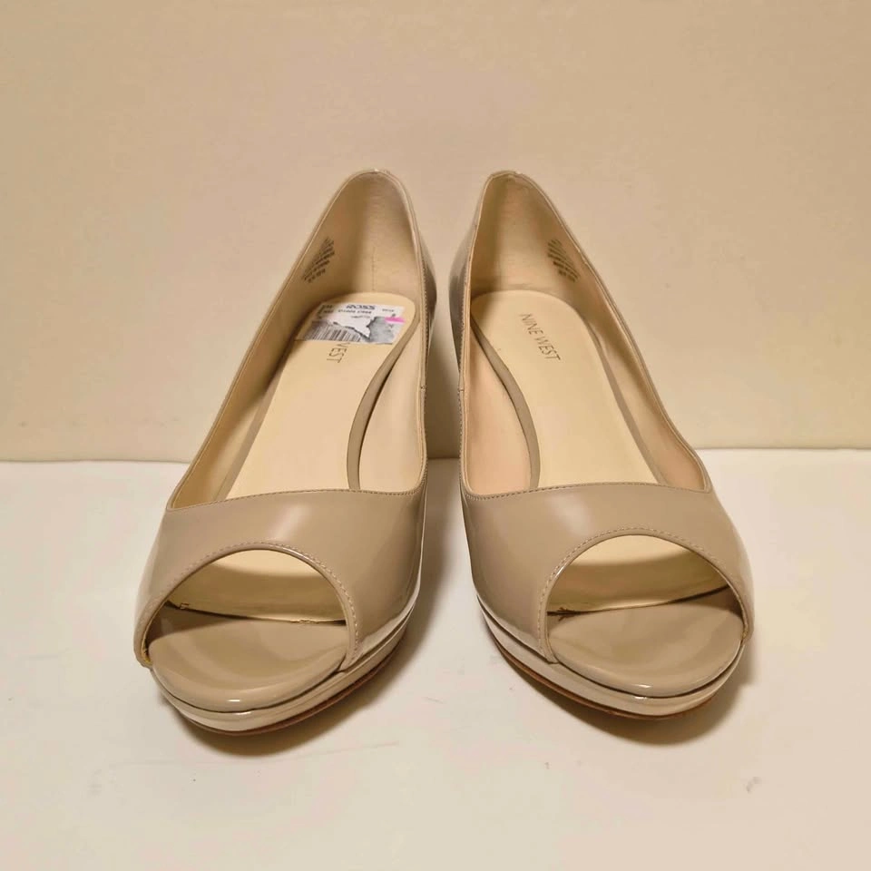 Nine West Nude Patent Peep Toe Heels - photo 2