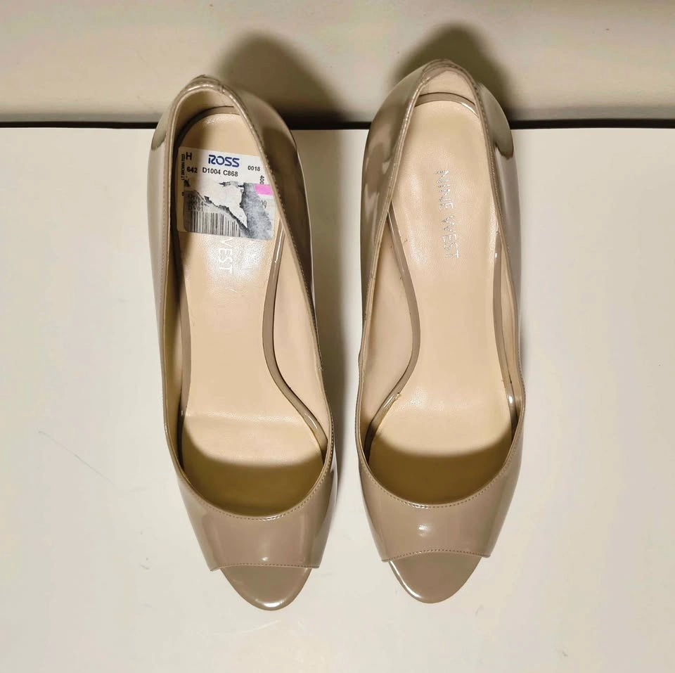 Nine West Nude Patent Peep Toe Heels - photo 3