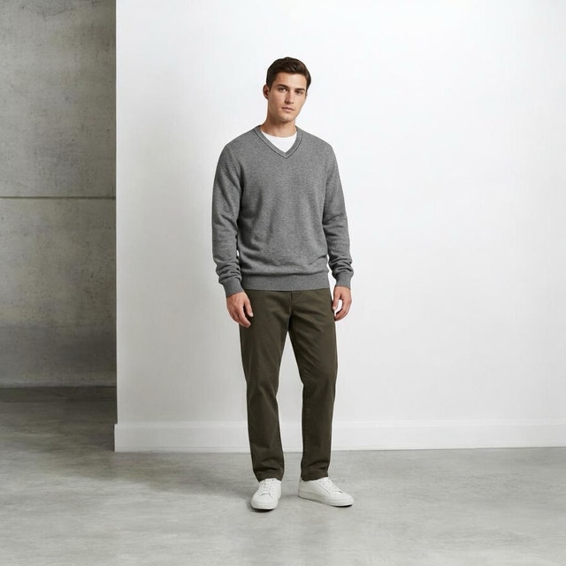 Banana Republic Men's Grey Luxe Blend V-Neck Sweater - Large - photo 2