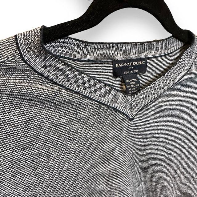 Banana Republic Men's Grey Luxe Blend V-Neck Sweater - Large - photo 5