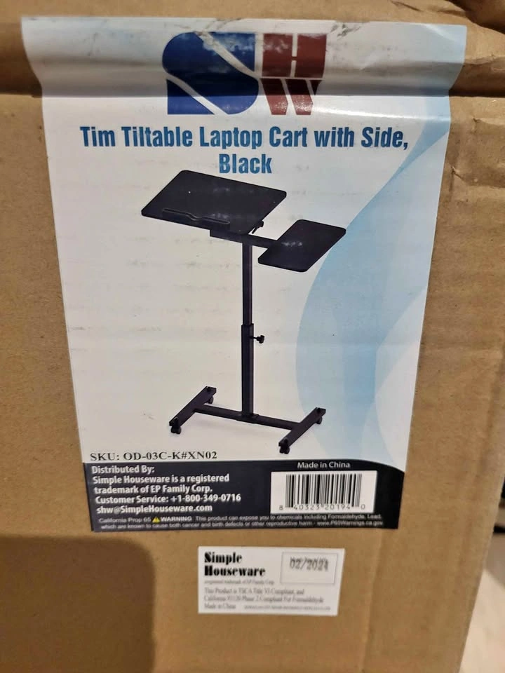 New Simple Houseware Tim Tiltable Laptop Cart with Side