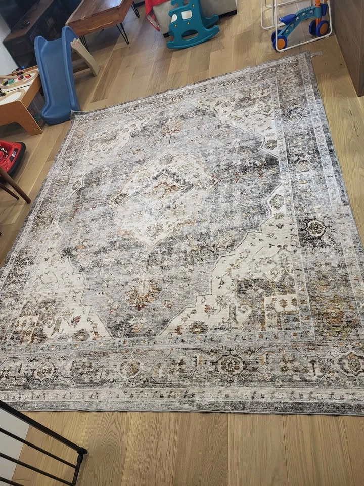 Distressed Grey White Area Rug - photo 2