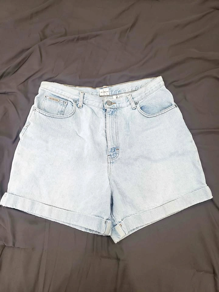 Calvin Klein Jeans High Waisted Light Wash Denim Shorts