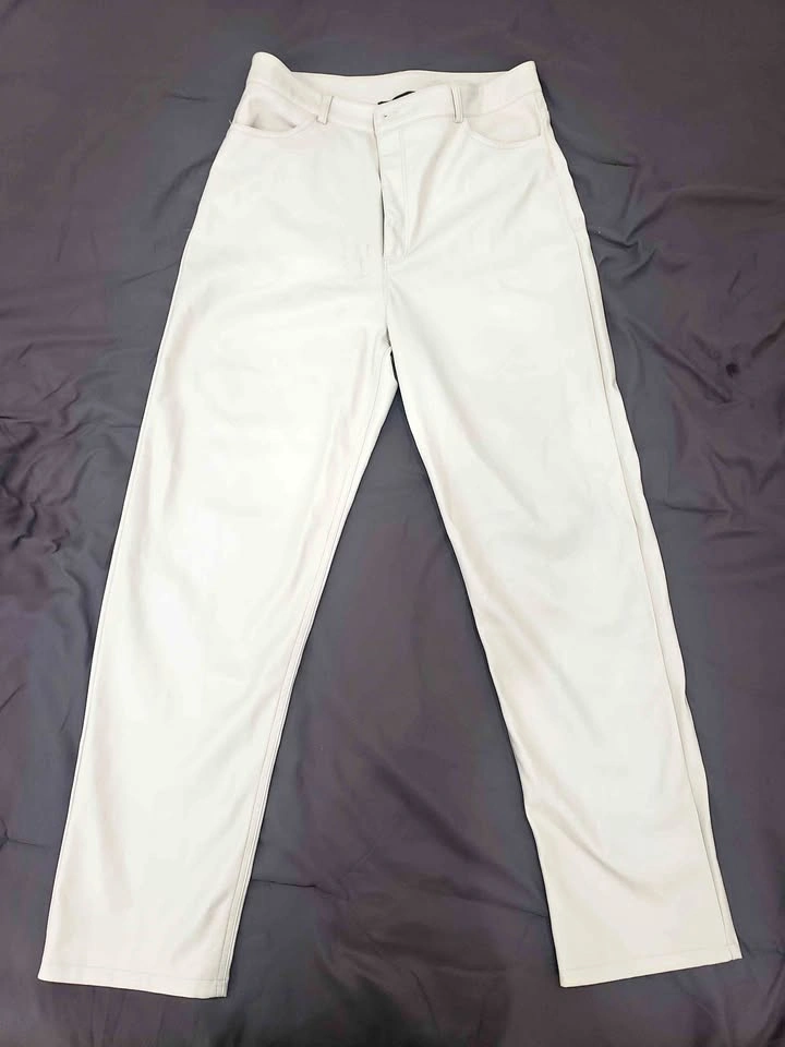 Dynamite Cream Faux Leather Straight Leg Pants Size 12