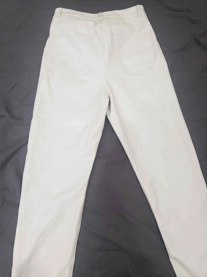 Dynamite Cream Faux Leather Straight Leg Pants Size 12 - photo 2