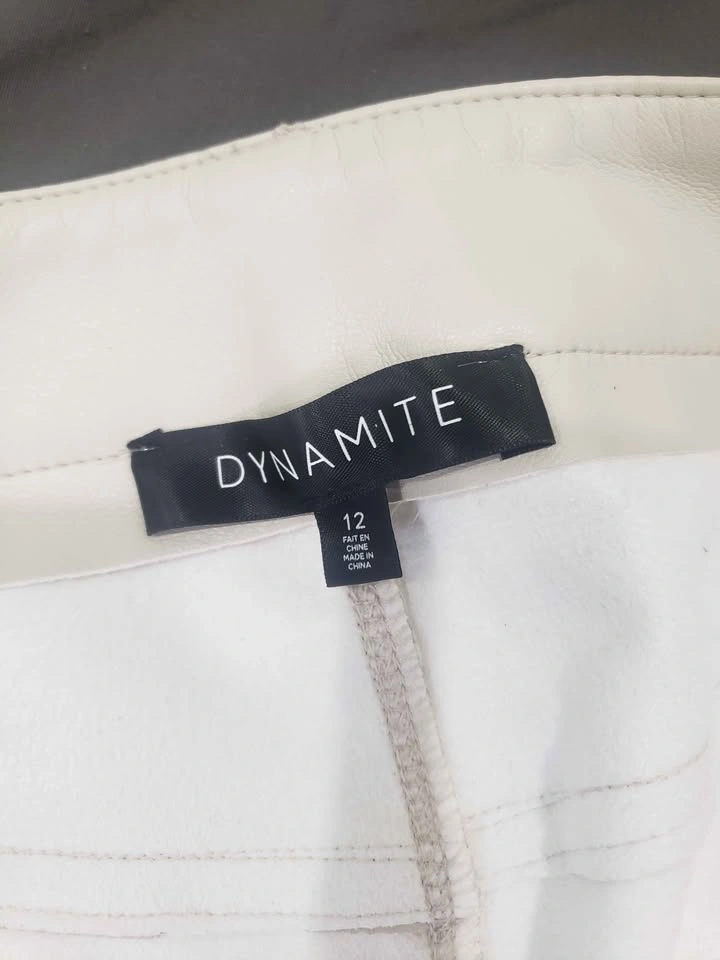 Dynamite Cream Faux Leather Straight Leg Pants Size 12 - photo 3