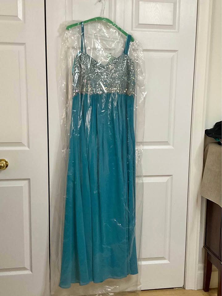 Teal Sequin Evening Dress by Decode