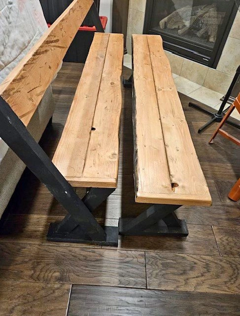 Rustic Solid Wood Dining Table with Bench Seating