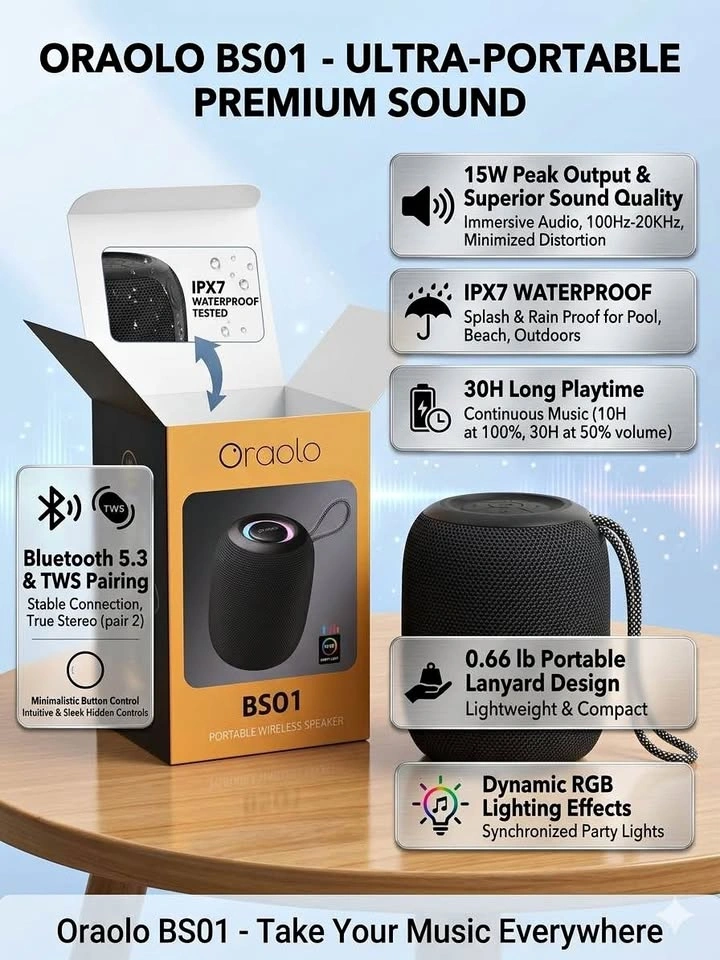 Oraolo BS01 Bluetooth Portable Wireless Speaker