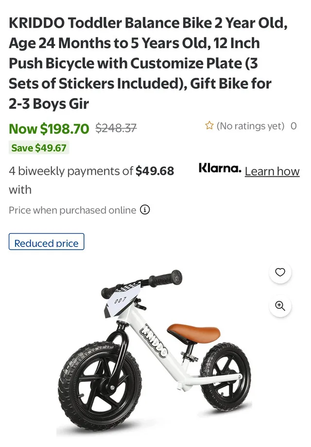 KRIDDO Balance Bike thumbnail