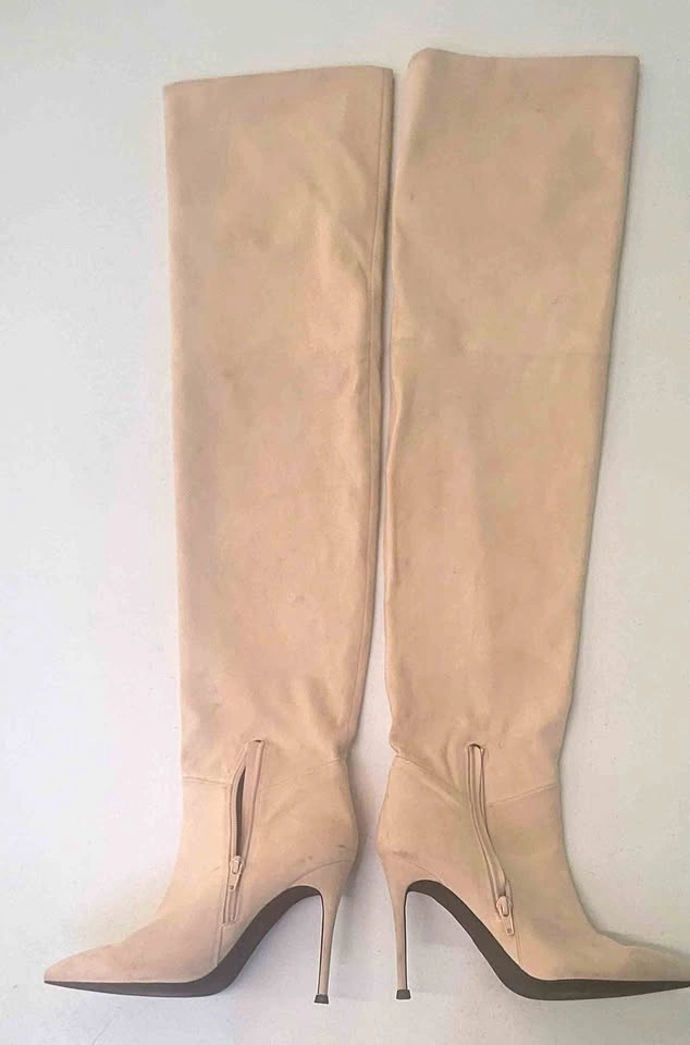 Jeffrey Campbell Beige Suede Knee High Boots Size 6. $100