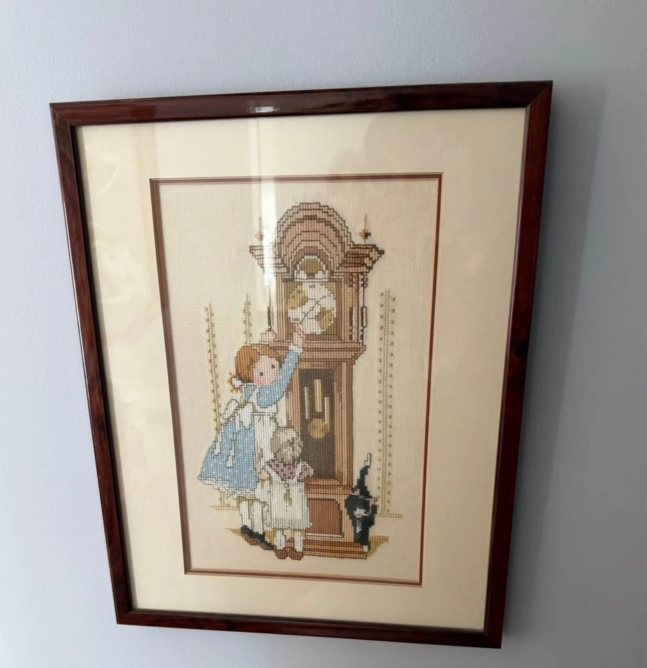Hand-Stitched Framed Precious Moments and Floral Still Life - photo 2