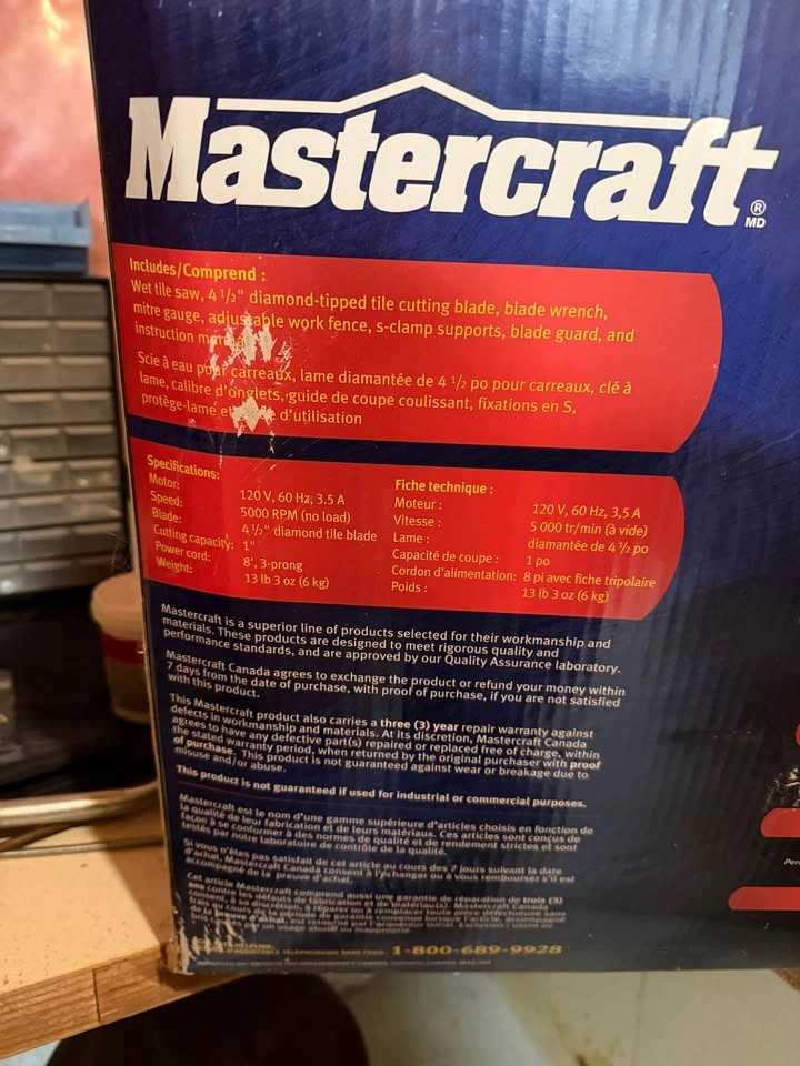 Mastercraft Wet Tile 4-1/2-in Saw - photo 2