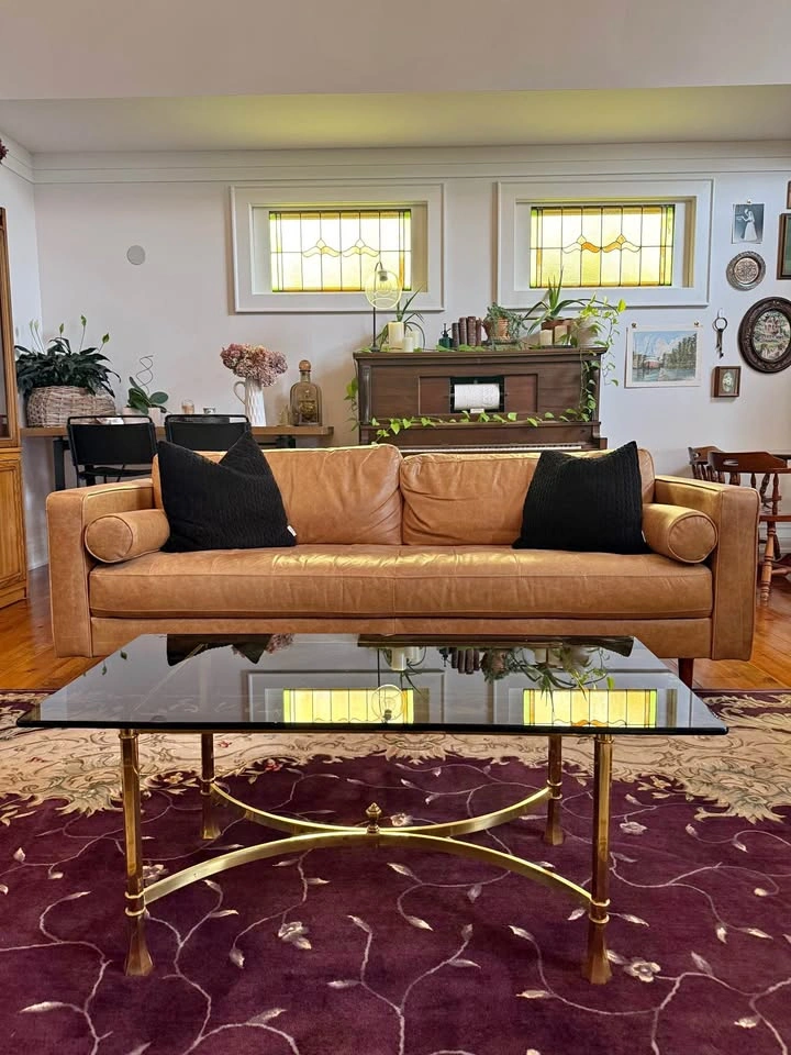 Brass & Smoke Glass Coffee Table