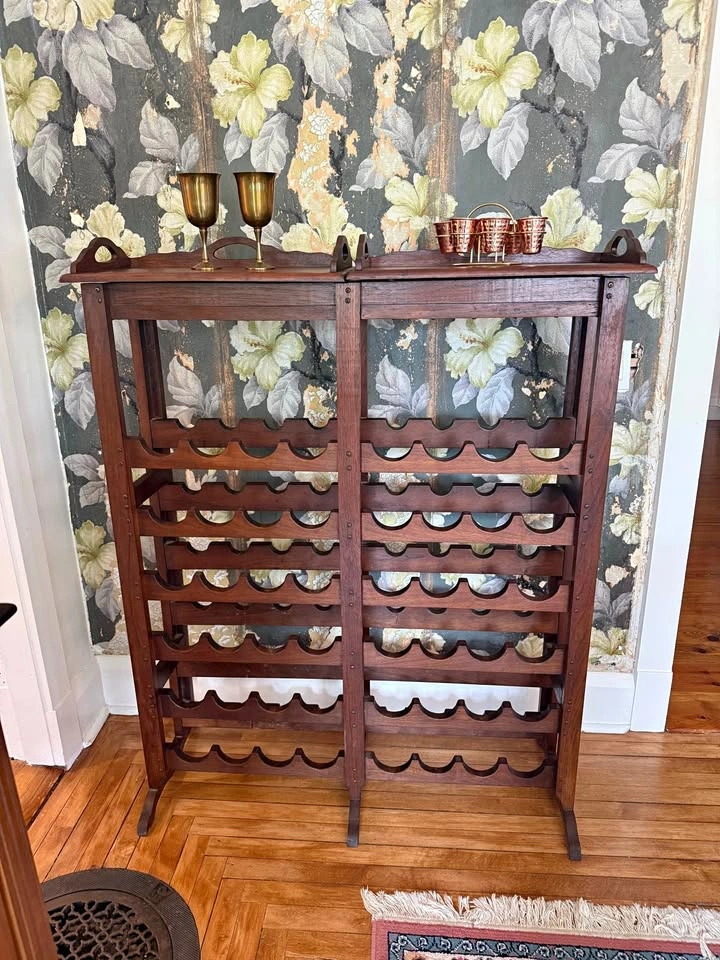 1970s Walnut Wine Rack with Trays