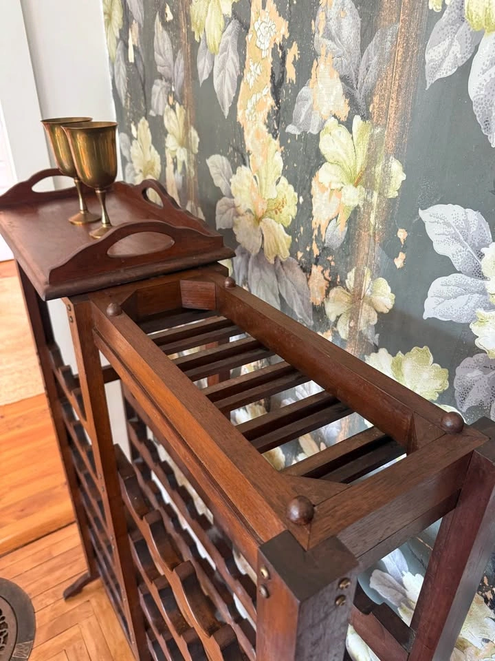 1970s Walnut Wine Rack with Trays - photo 4