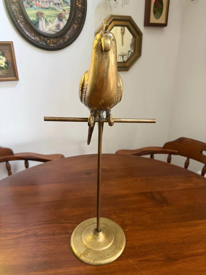 Brass Parrot on Perch Figurine - photo 5