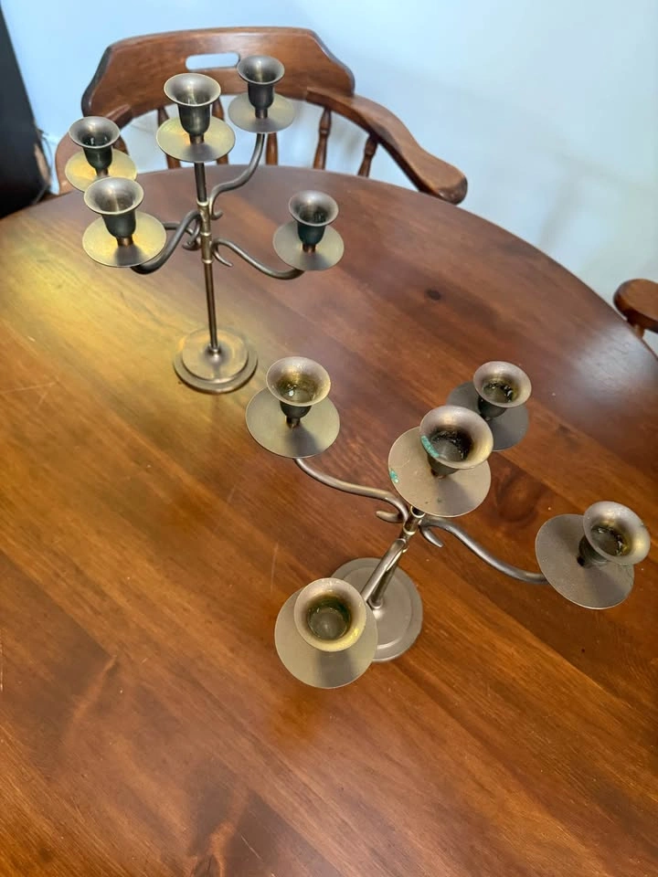 2 Brass India Candelabras - photo 2