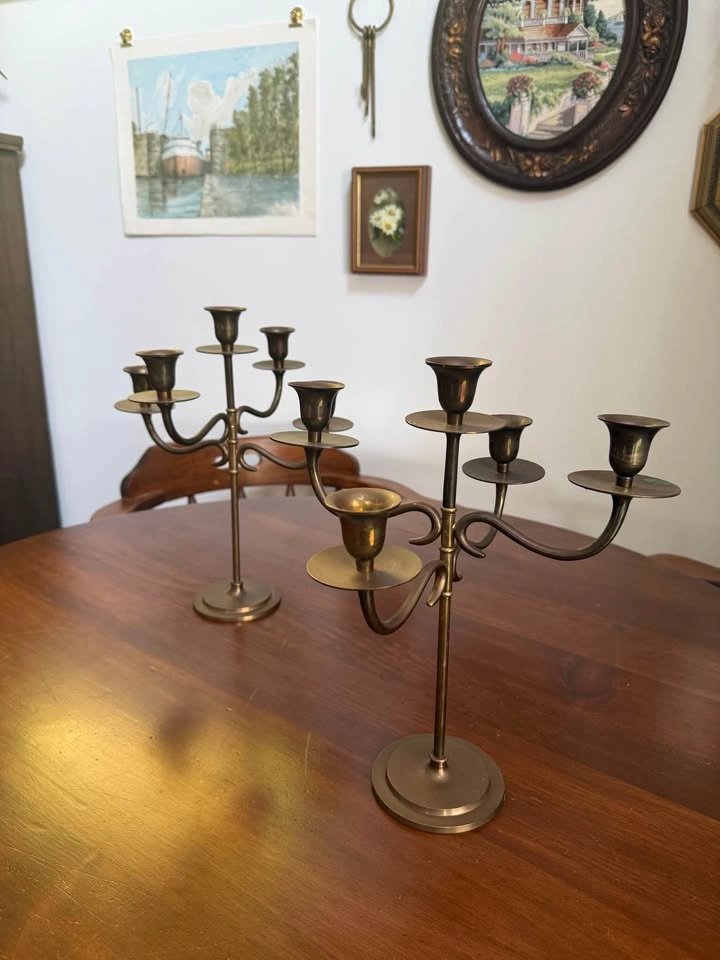 2 Brass India Candelabras - photo 3