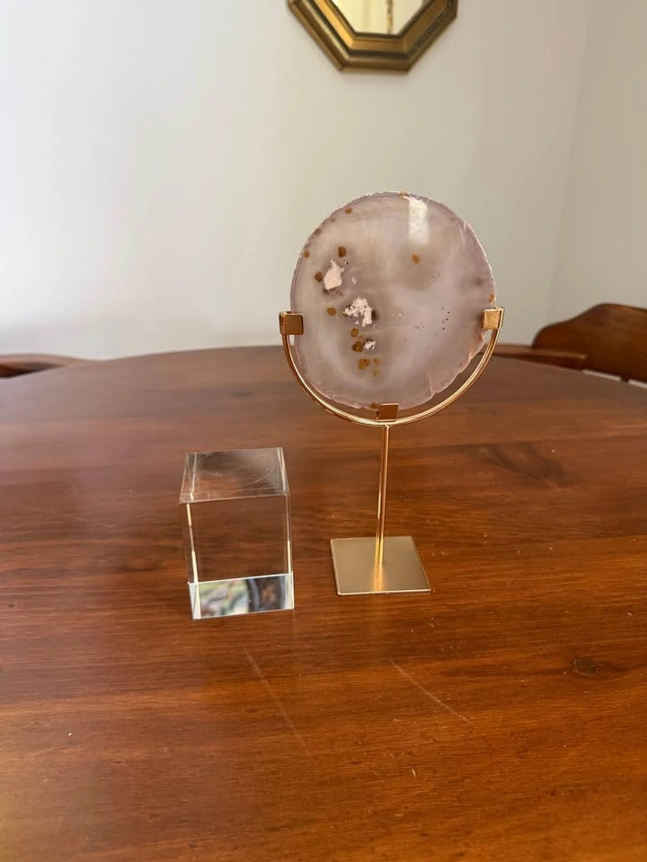 Polished Agate Slice Mounted on Metal Stand - photo 2