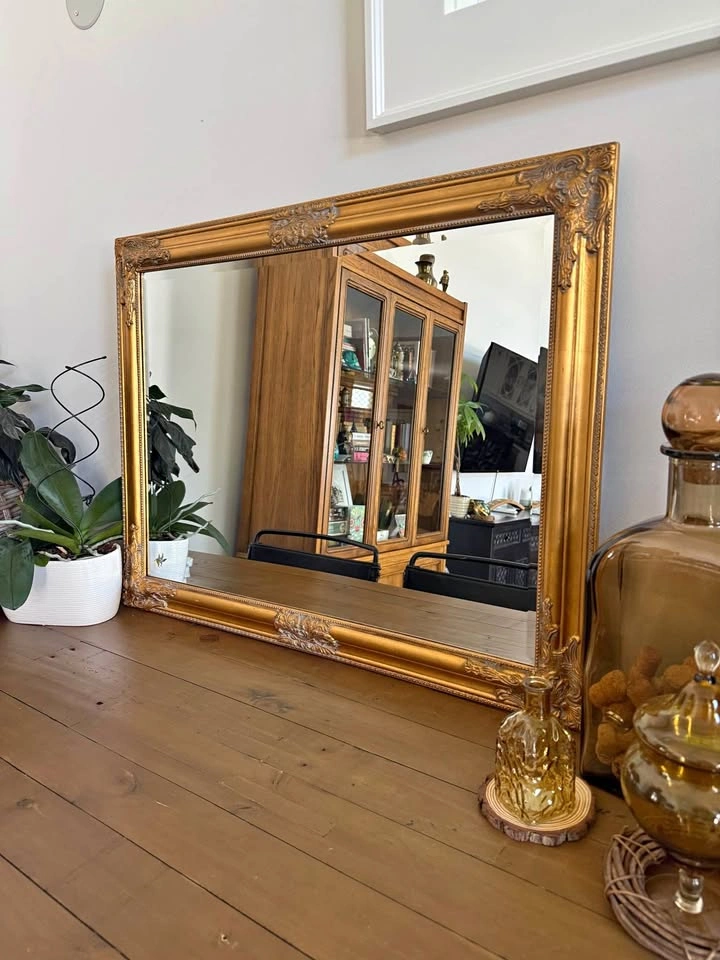 Beveled Glass Wall Mirror (Gilt Frame)