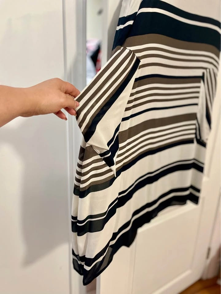 Periphery Sleeveless Striped A-Line Midi Skirt Black & Cream Siz - photo 2