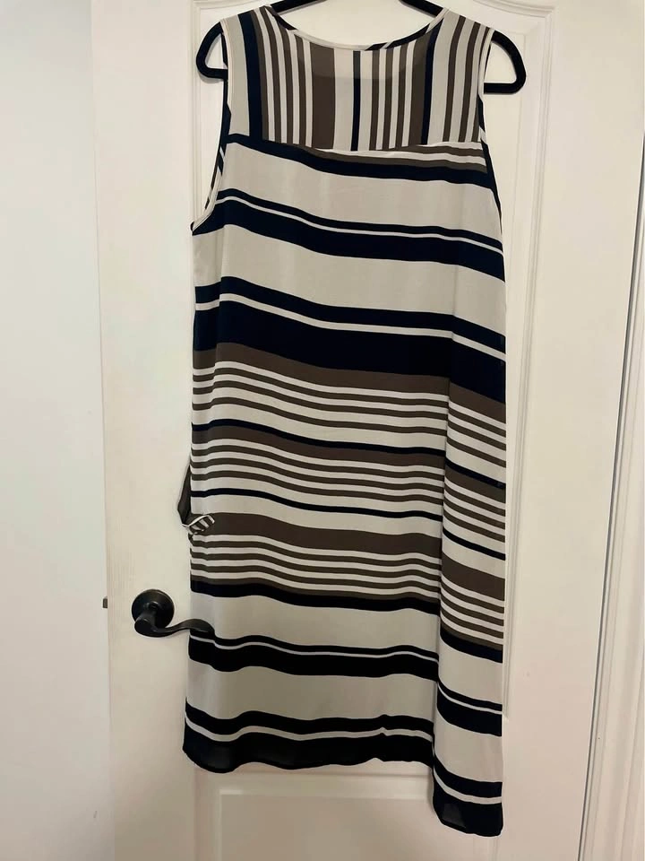 Periphery Sleeveless Striped A-Line Midi Skirt Black & Cream Siz - photo 4