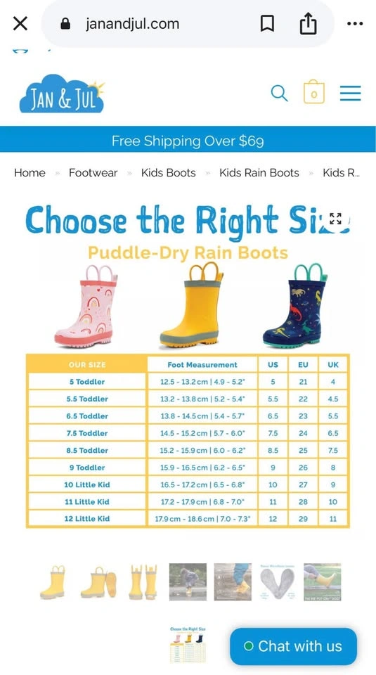 Jan and Jul toddler puddle-dry rain boots - size 6.5 - photo 3