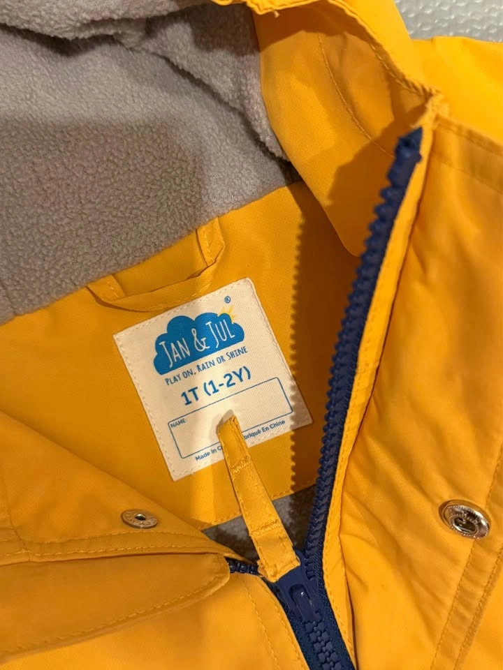Jan and Jul Fleece Lined Rain Jacket | Yellow | 1T - photo 2