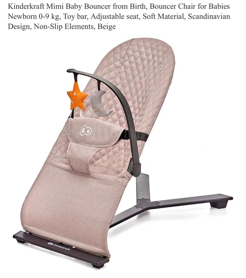 Kinderkraft Mimi Portable Baby Bouncer (Pink, 0-6M)