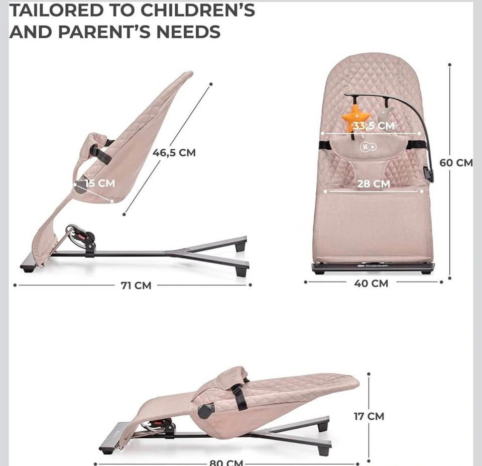 Kinderkraft Mimi Portable Baby Bouncer (Pink, 0-6M) - photo 5