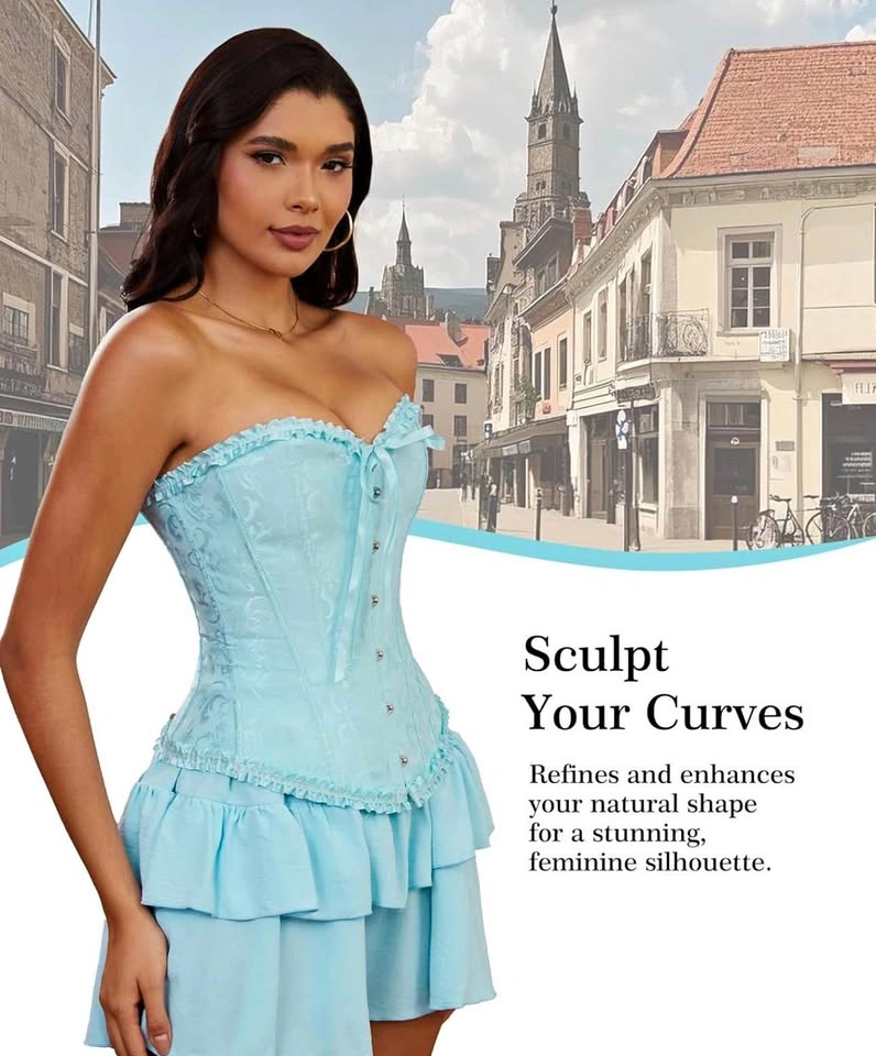 NEW Baby blue Corset with Lace-Up Back