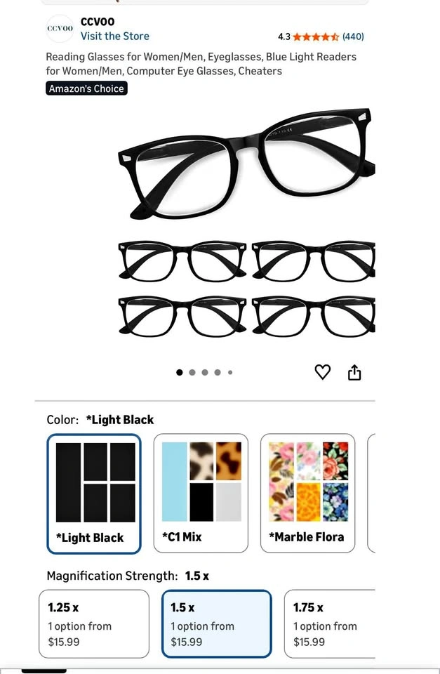 NEW 1.5 Blue Light Filter 5 Pairs
