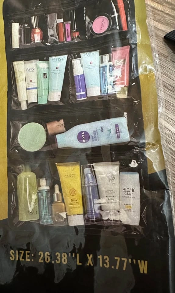 NEW Black Roll Up Travel Toiletry Bag Clear Pockets - photo 2
