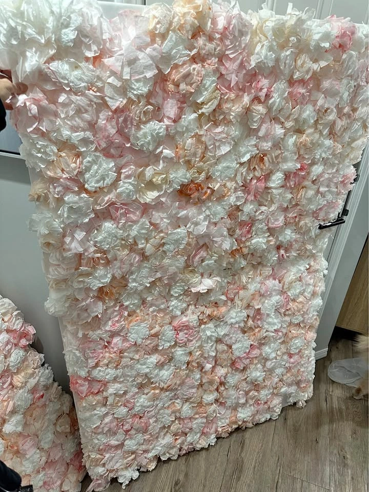 Flower Wall Panels Pink White Peach Tissue Paper Backdrop