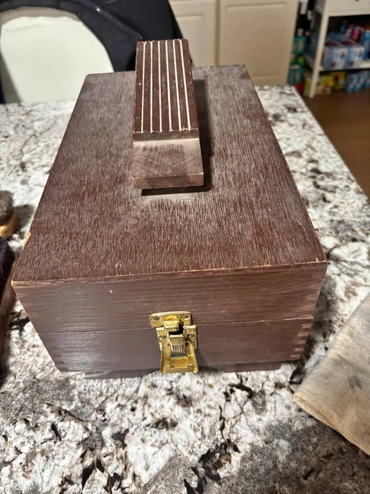 Vintage Shoe Shine Box with Brushes