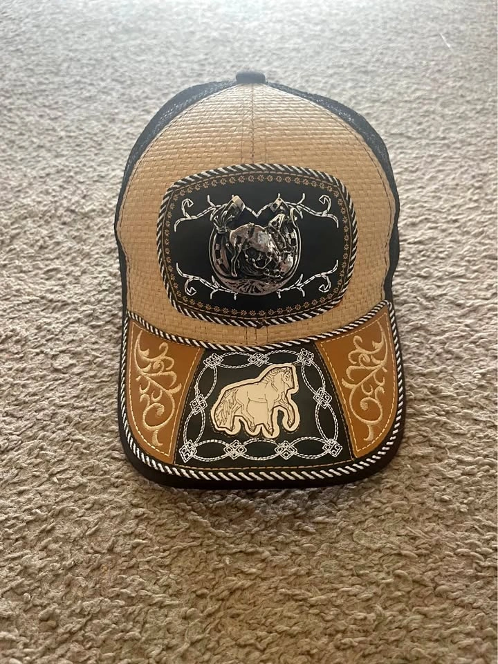 Black and Beige Cowboy Hat with Horse