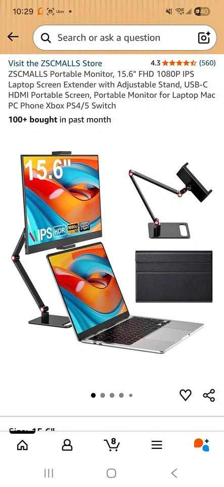 15.6" Portable Monitor + Stand & Smart Case